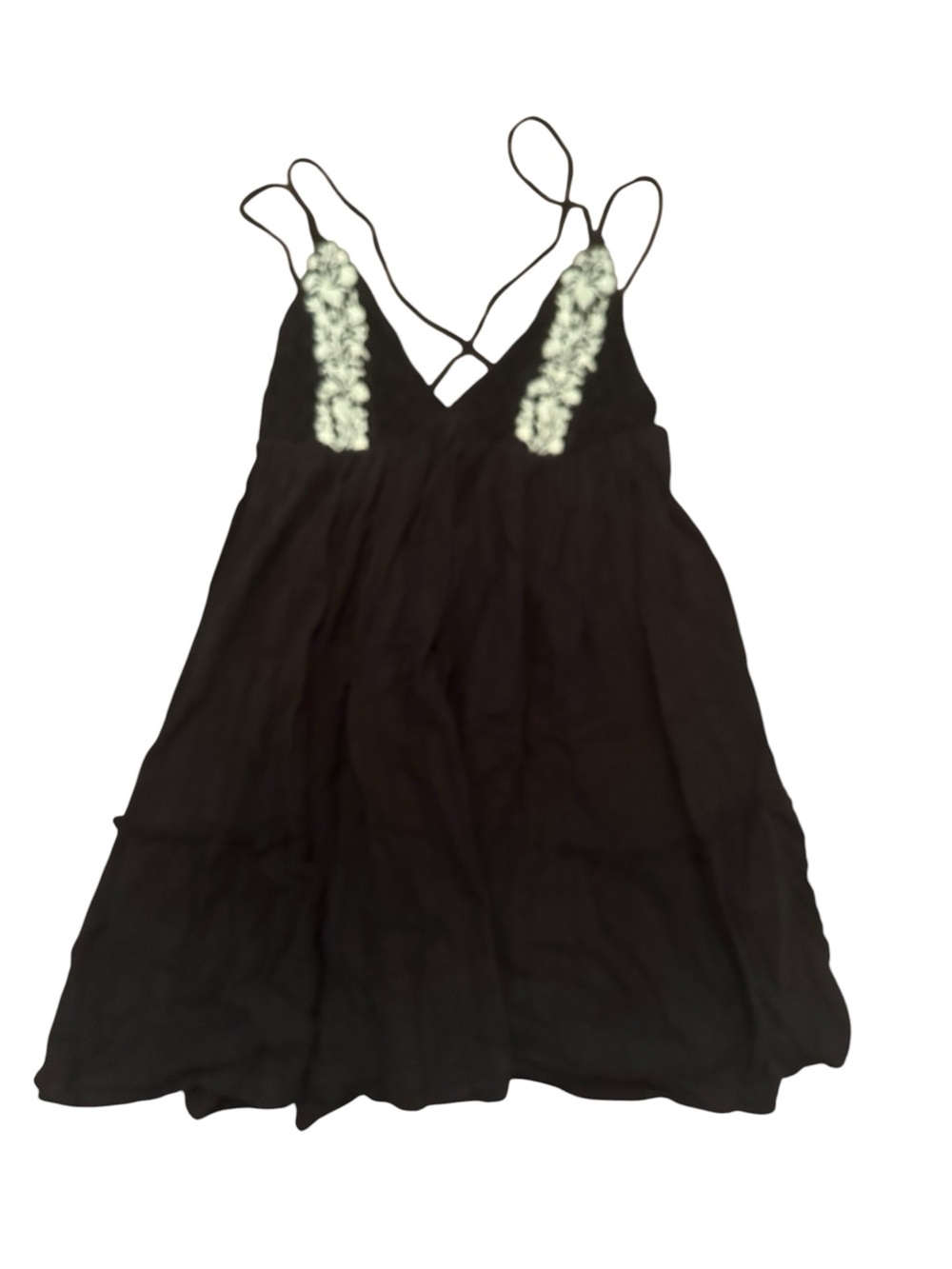 l*space Black Swim Coverup with Cream Lace-Trim Detail Size M